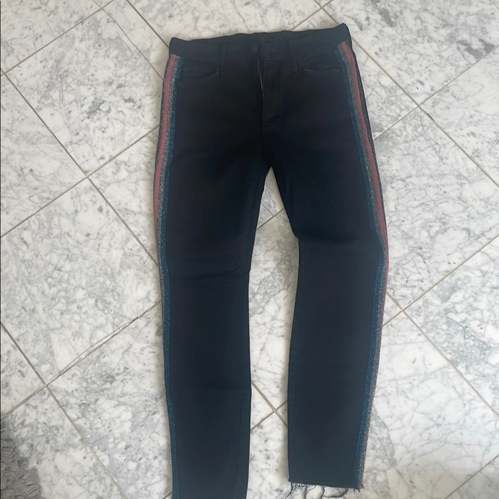 Women’s Mother Black Jeans with Stripes